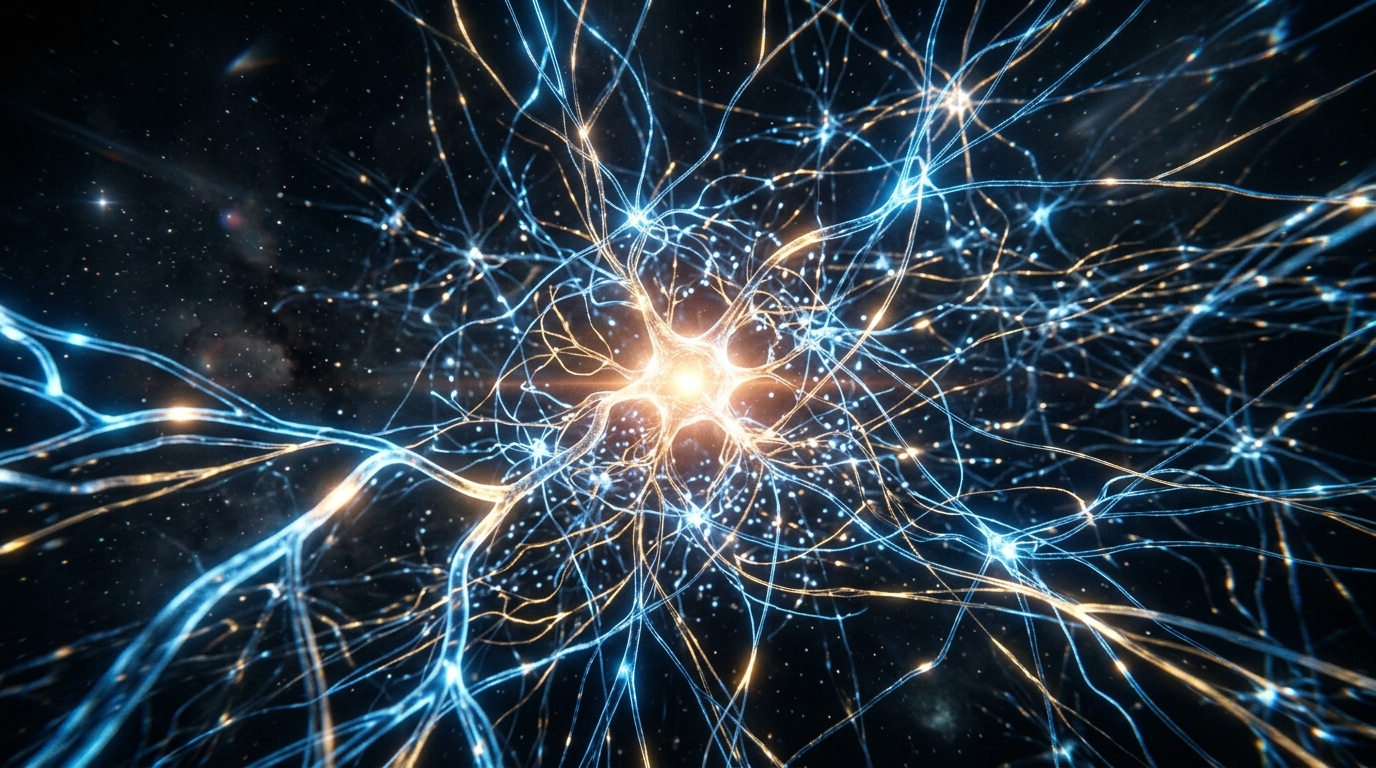 Abstract neural pathways representing Gemini 3 Deep Think mode processing complex reasoning