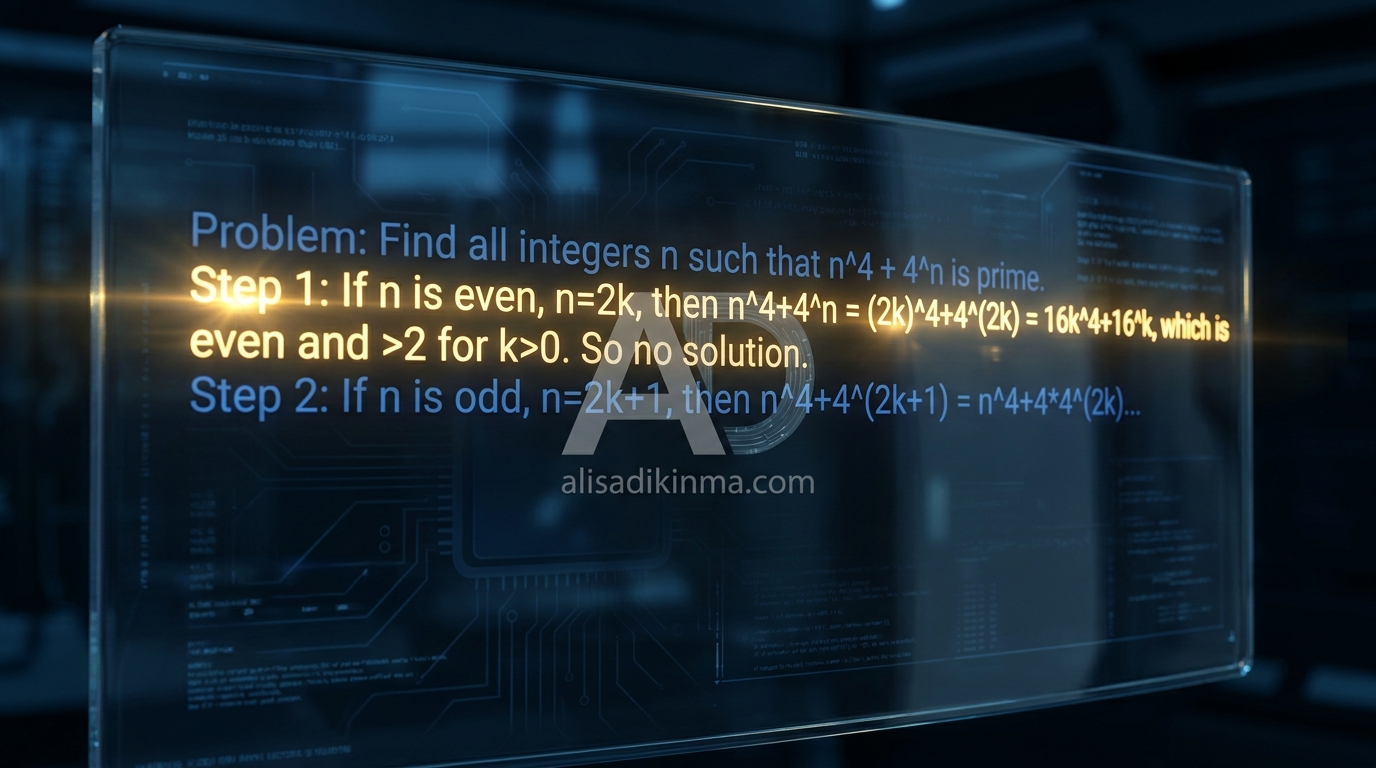 AI solving complex multi-step math equations in real-time on a glowing digital screen