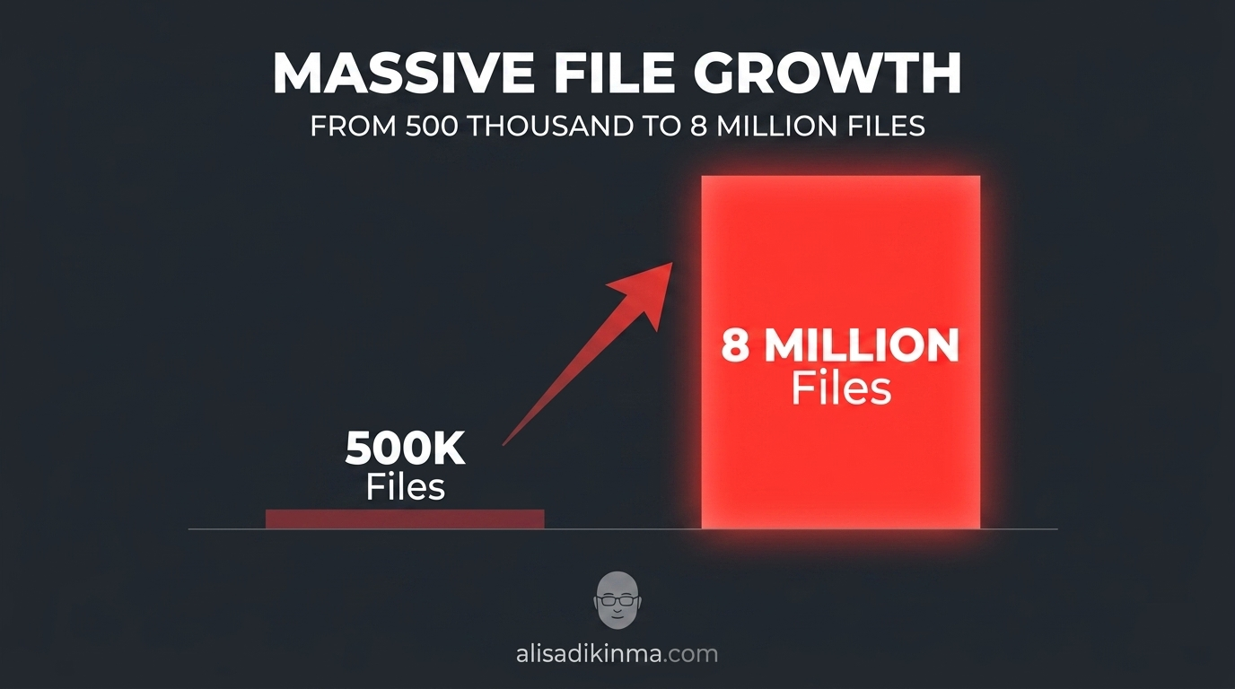 Data visualization showing the 16x surge in deepfake files from 500K to 8M — representing the crisis scale that xAI failed to prevent