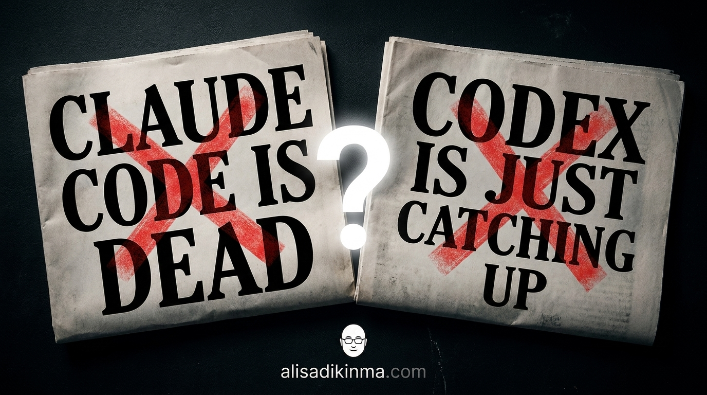 Two misleading narratives about the Codex vs Claude Code race — one declaring Claude Code dead, one dismissing Codex as a non-threat — both contradicted by actual data
