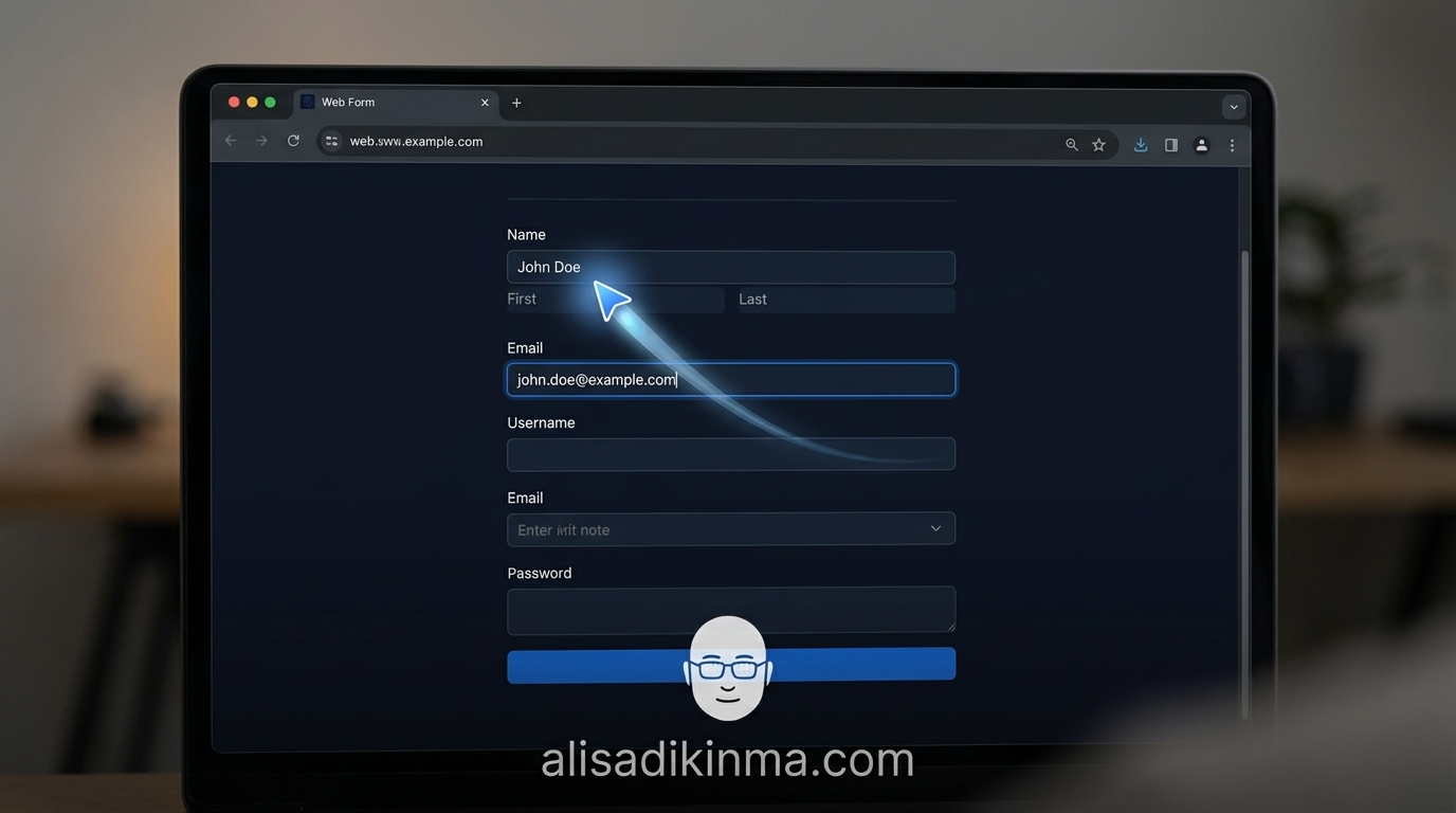 Cursor AI moving autonomously in a browser, filling forms and navigating pages — visual proof of Claude computer use working in real life