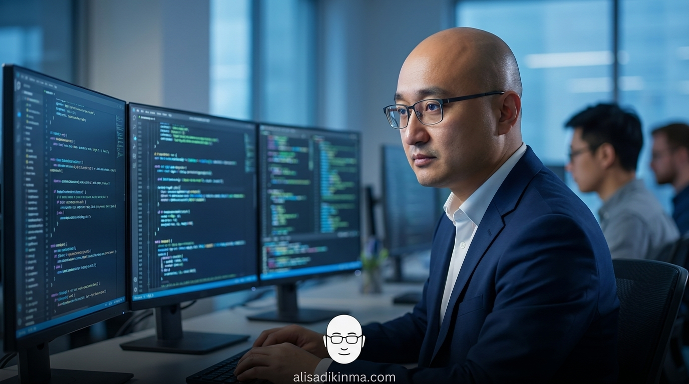 Developer in flow state with multiple AI-assisted code completions populating screens simultaneously — aspirational, high-energy, showing the productivity appeal before the cost reveal