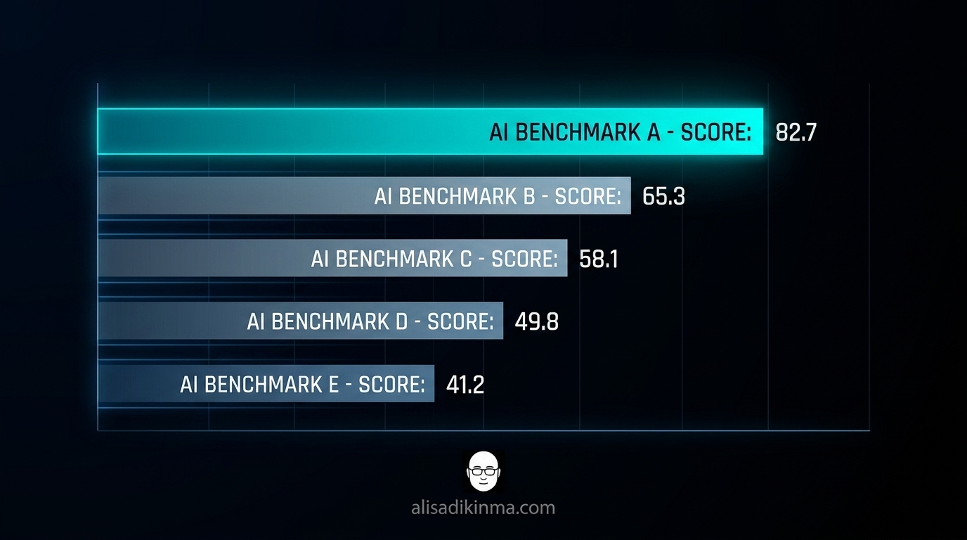 Terminal benchmark visualization showing GPT-5.5 82.7% vs competitors, dark tech aesthetic bar chart