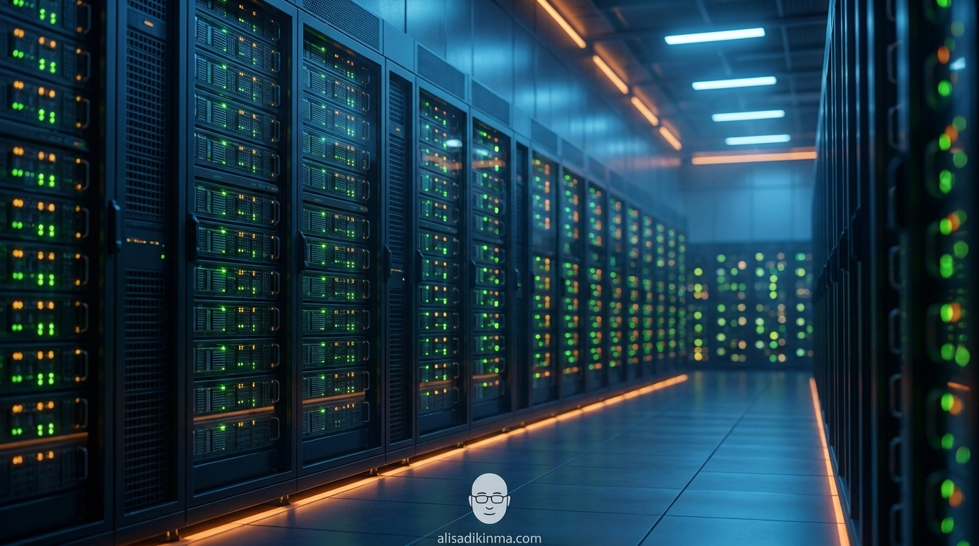 Vast GPU server farm interior representing the raw scale of 220,000 Nvidia GPUs — the physical reality behind Claude new compute capacity
