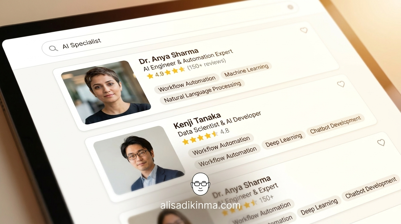 Fiverr marketplace interface showing Claude Code specialist search results — accessible hiring path for any business size