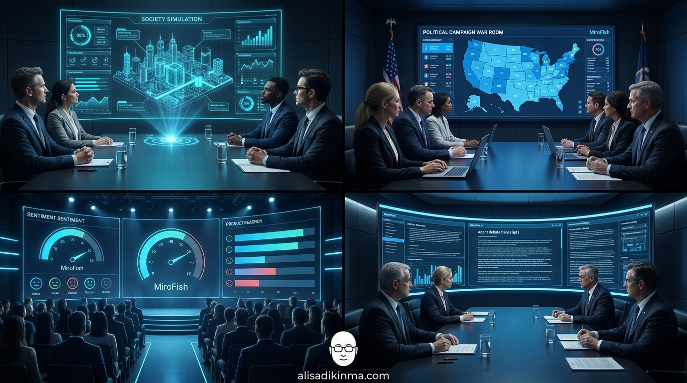 Four real-world MiroFish enterprise use cases — product launch, political war room, policy planning, strategic boardroom