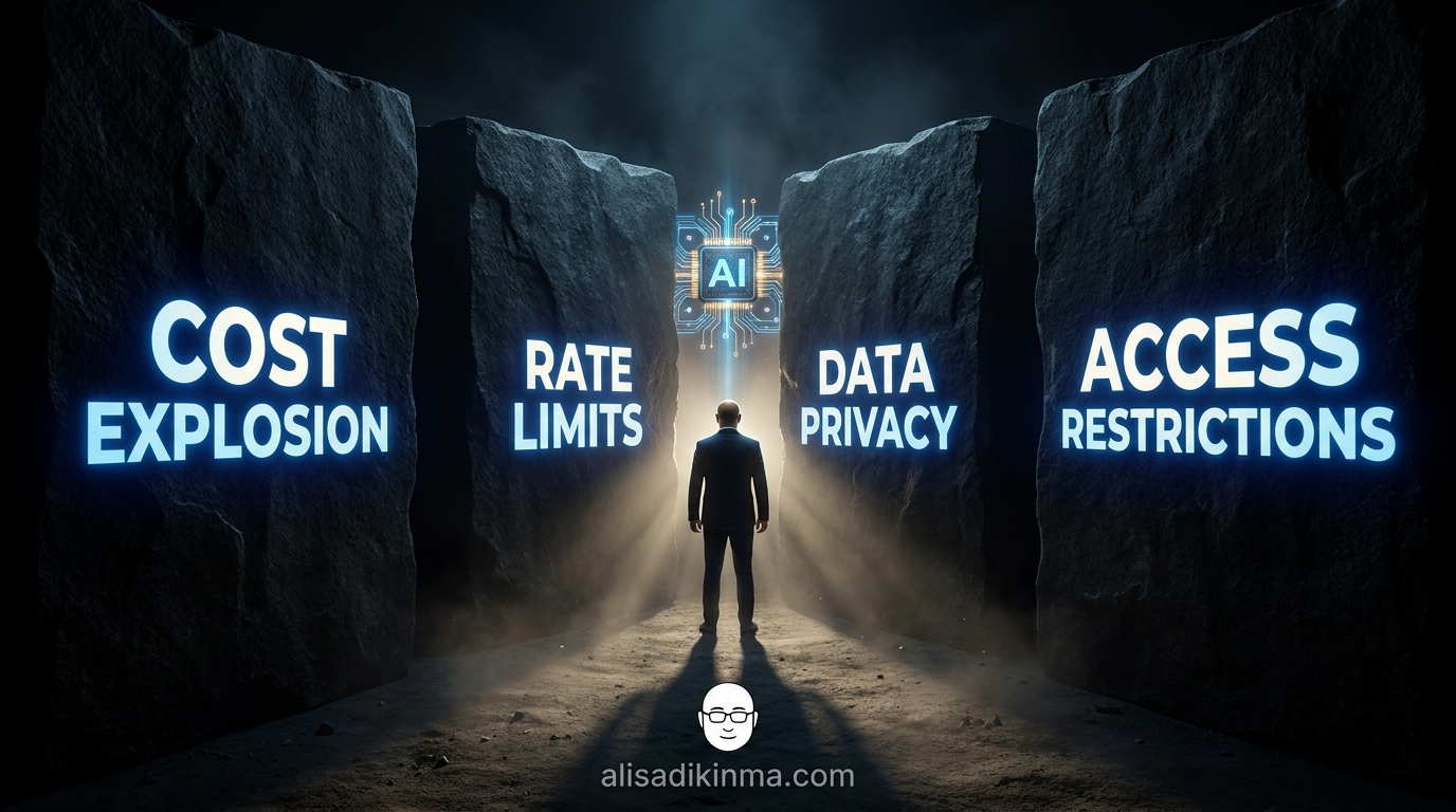 Four symbolic walls blocking developers from the best AI model — costs, rate limits, privacy, restricted access